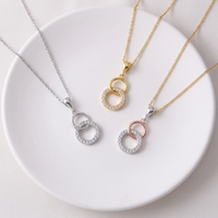 Collier pendentif QX en argent sterling 925 plaqué or 18 carats avec zircone cubique entrelacée, pendentif pavé, fournisseur d'usine de bijoux en gros