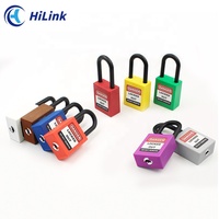 Candado de Seguridad Rojo HiLink P38P-Red de 38 mm, ABS+Nylon, con Llave Igualada, Bloqueo Eléctrico, Certificado CE, 1 Año de Garantía