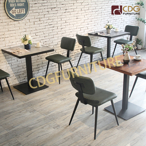 Chaise luxueuses en cuir PU avec pieds noirs, fauteuil stylé industriel Vintage, Style italien, avec dossier en métal, pour <span class=keywords><strong>bistrot</strong></span> et café - Product Image 3