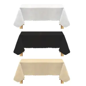 Wholesale Cheaper White Black Ivory Polyester Tablecloth Wedding Banquet Party Table Rectangle Tableclothes For Outdoor Picnic