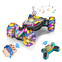 DWI Voiture RC de cascade colorée avec double télécommande 2.4G, 4 roues motrices, lumières LED, fonctions de dérive, de transformation, de pulvérisation, programmable, de levage automatique et d'escalade