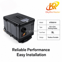 Calentador de Estacionamiento Diésel OkyRie ATB501H 5KW Todo en Uno de Bajo Consumo, 12/24V para Vehículos, 220V para el Hogar, Portátil, en Caja de Herramientas