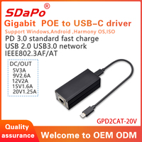 Convertidor de controlador PoE a precio de fábrica/USB C A Adaptador Ethernet PROCETR J45 adaptador de Internet controlador POE SDAPO PD2CAT-20V
