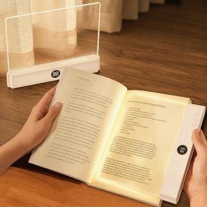 <b>Rechargeable</b> Flat Book <b>Light</b> With Timer Touch Control Led Reading <b>Light</b> For <b>Night</b> Use 3 Color Modes White Acrylic Shade - Product Image 1