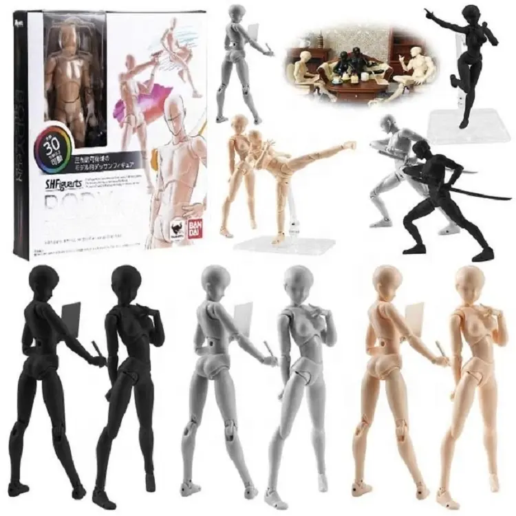 Shfiguarts Body Kun Dx Set Beweegbare Figuren Body Kun/Body Chan Grijs/Oranje Kleur Ver Pvc Action Figure collectible Model Toys