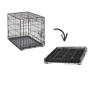 Caisse classique de luxe pour chien de compagnie pliable Type pratique de maison pour chien avec cadre en fil d'acier à motif solide Plateau en plastique Style simple - Product Image 6