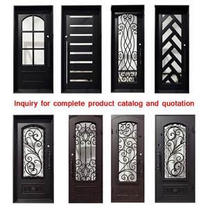 Americana moderna in metallo di ferro porta di Design esterno d'ingresso in acciaio blindato di sicurezza singole porte in ferro per le case dalla fabbrica - Product Image 5