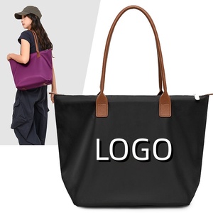 Women's Fashionable <b>Nylon</b> Hobo Shopping Bag Top Handle Foldable Embroidery Zipper Closure Portable Lady Style <b>Tote</b> Bag - Product Image 1