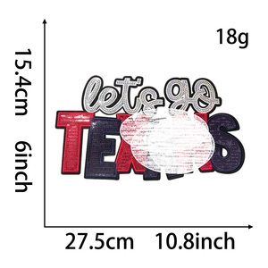 Lascia <span class=keywords><strong>andare</strong></span> i capi con paillettes Patch di ferro su ricamo con nome sportivo grande toppa ricamata con paillettes - Product Image 3