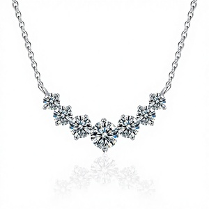 Collar de Plata 925 con Colgante de Moissanita de Lujo para Mujer, Diseño de Flor Sonriente, Joyería Fina, Accesorio de Moda, Regalo de Navidad - Product Image 4