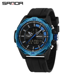 Reloj Electrónico SANDA 3373 para Hombre, Multifuncional, con Tres Zonas Horarias, Cuenta Regresiva, Luminoso, Deportivo, Casual, para Estudiantes - Product Image 1