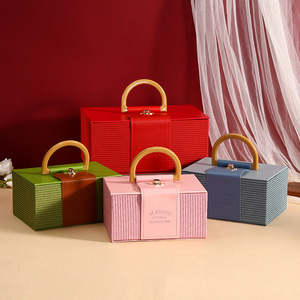 Caja de Regalo de Boda Personalizada, Caja Magnética de Cartón con Asa de Cuero PU, Caja de Empaque para Ropa, Zapatos y Dulces - Product Image 1