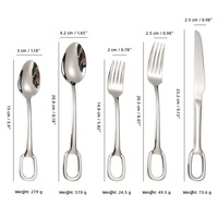 Ensemble de couverts en acier inoxydable 304 poli miroir, style occidental, durable, compatible lave-vaisselle, avec trou de suspension