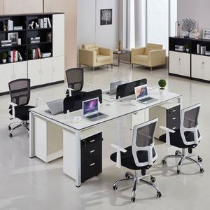 โต๊ะและเก้าอี้สำนักงานแบบเรียบง่ายทันสมัยสำหรับพนักงานสองคนโต๊ะคอมพิวเตอร์6คนหน้าจอสำหรับสี่คน - Product Image 2