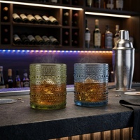Verre à eau en verre transparent texturé effet goutte de rosée rétro coloré, verre à cocktail, verre à jus, disponible en plusieurs couleurs