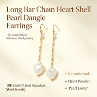 Pendientes Colgantes de Perlas y Conchas con Cadena Larga de Acero Inoxidable con Baño de Oro PVD de 18K, Románticos y Elegantes, Regalo de Joyería, Venta al por Mayor BSCI