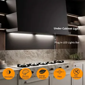 Lámpara de Lectura <span class=keywords><strong>LED</strong></span> <span class=keywords><strong>con</strong></span> Tubo de Luz, Regulable, 3 Colores, Tira Magnética para Armario, Pared, USB, Nocturna, 20cm-50cm, para Dormitorio de Estudiantes, Escritorio, <span class=keywords><strong>Enchufe</strong></span> - Product Image 6