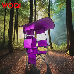 Silla de playa plegable Woqi para exteriores con portavasos y reposabrazos de poliéster, ligera y portátil para acampar y pescar - Product Image 4