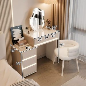 Cómoda para Espacios Pequeños con Espejo Moderno con Iluminación LED, Mesa de <span class=keywords><strong>Maquillaje</strong></span> Multifuncional con Almacenamiento, <span class=keywords><strong>Mueble</strong></span> de Dormitorio para Apartamento u Hogar - Product Image 2