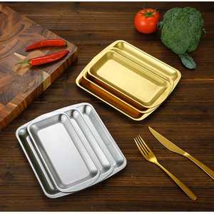 Vente en gros de plaques en acier inoxydable de style coréen plateaux carrés assiettes carrées de cuisine fours ménagers et commerciaux - Product Image 2