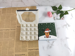 Emballage de dessert pour le thème de noël, Halloween, 16 trous inclus, boîte <span class=keywords><strong>à</strong></span> <span class=keywords><strong>clapet</strong></span> avec fenêtre transparente, nouveauté - Product Image 2