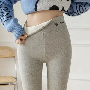 2024 Winter dicker warmer Vlies Lady Strumpfhosen fußlos Slim Beauty bestickt Brief Damenleggings