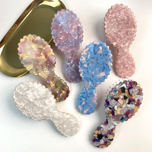 Design Sweet Exquisite Girls Fresh Acetate Hair Brush Lovely Marbling Logo Custom Hair Brush Portable Delicate Brush - Product Image 1