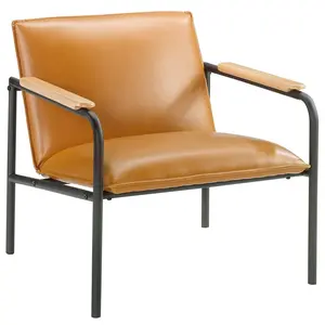 Boulevard Cafe Lounge Chair Upholstered Seat Leather Camel finish Stools Living Room Furniture