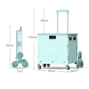 Eastshine Supermarkt Tragbarer zusammen klappbarer Einkaufs wagen Lebensmittel wagen 360-Grad-Universalrad Kunststoff wagen Trolley Bag Sets - Product Image 4