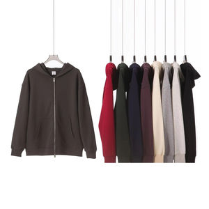 Fabricants de vêtements personnalisé ample 420G à capuche Double fermeture éclair sweat hommes américain rétro Cardigan à capuche manches longues - Product Image 3