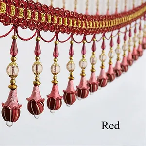 Multi color 12,5 Yard Braid Red Hanging Bead Vorhang Quaste Perlen Fransen besatz für Home Decoration