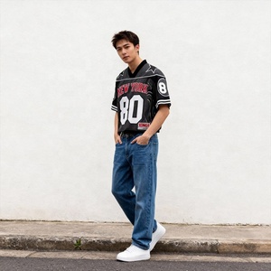 Maillot de football tendance streetwear personnalisé 2026 – Design brodé, logo, maille, coupe courte, style rétro, maillot de football américain pour homme - Product Image 3