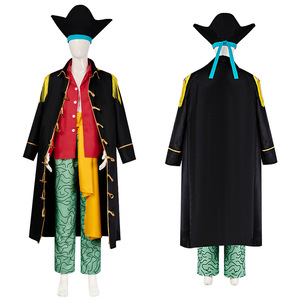 Costume de cosplay One Piece Blackbeard pour homme, ensemble complet, tenue d'Halloween anime, cape, haut, pantalon vert à motifs avec étiquette - Product Image 2