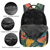 Sac à dos léger à imprimé hibiscus hawaïen, sac à dos en polyester entièrement imprimé avec bretelles réglables pour les voyages et l'école