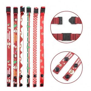 Face Masks Lanyard Strap Custom Logo Durable Beaded Button Christmas Polyester Sublimation Lanyard <b>Snap</b> <b>Hook</b> Disconnect Buckle - Product Image 6
