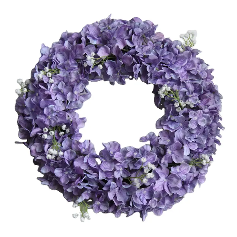 Großhandels preis Künstlicher Kranz Frühlings blume Hortensie Faux Blumenkranz für die Beerdigung