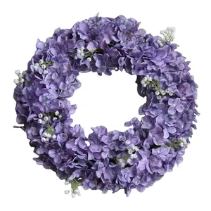 Corona Artificial de flores de primavera, Hortensia de imitación, para funeral, precio al por mayor