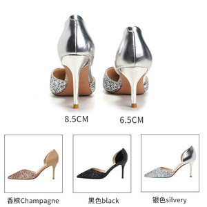 Escarpins de mariée à bout pointu, talon aiguille, strass, bride arrière, chaussures de mariage à talon haut 6691-3 - Product Image 2