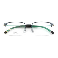 Gafas de titanio de medio marco con estilo para hombre con cuerno Natural, gafas de lectura clásicas de lujo para miopía, montura de luz roja