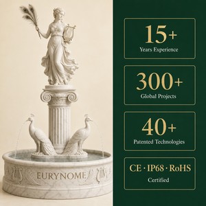 Fuente de Mármol Lishi con Estatua de la Diosa Eurynome, Lira y Plumas, OEM ODM, Decoración Acuática, Diseño 3D Personalizado para Hotel o Villa - Product Image 4
