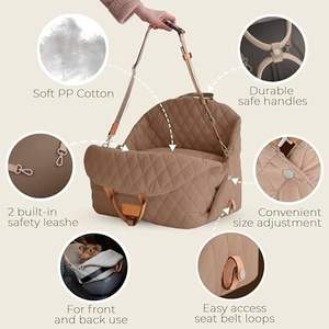 OEM 3-en-1 portador de mascotas a prueba de agua patrón sólido almohada almacenamiento bolsillo correa de seguridad gatos 18 libras cachorro asiento de coche perro cama cartón - Product Image 4
