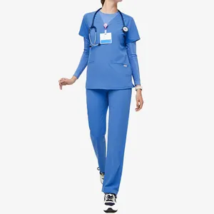 Soft wholesale Nursing scrub suit uniform set suitable for elastic scrub suit jogger care fashion hot selling women nurses for w