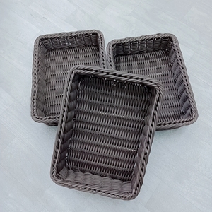 Fornitore all'ingrosso cestino quadrato in <span class=keywords><strong>vimini</strong></span> intrecciato in plastica rattan cestino per mobili per la casa negozio di stoccaggio cestino in rattan per esposizione di frutta - Product Image 4