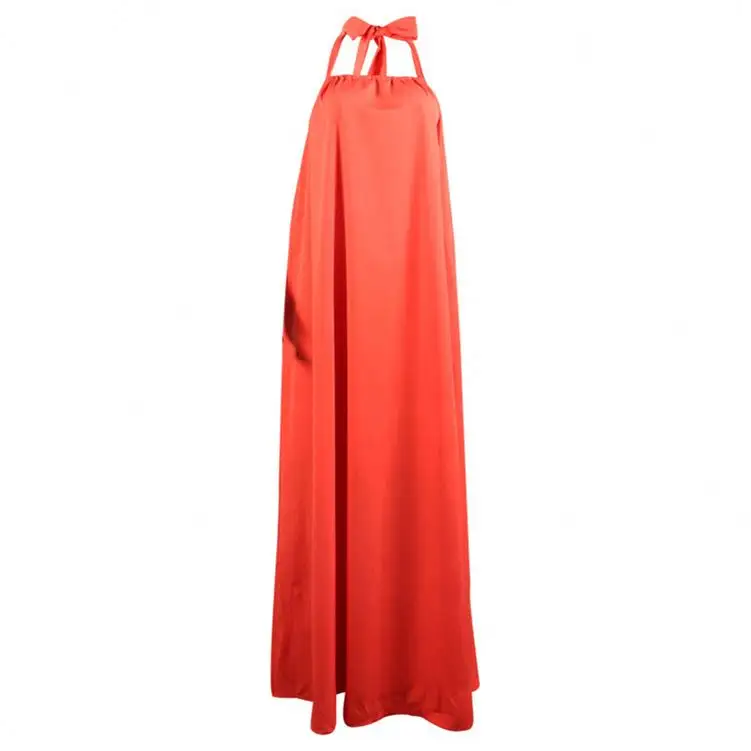 Оптовая продажа, женское повседневное длинное платье на лямке, однотонное пляжное женское платье большого размера, элегантные свободные летние женские платья макси
