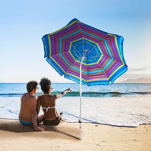 <span class=keywords><strong>Grand</strong></span> <span class=keywords><strong>parasol</strong></span> de plage personnalisé imprimé, ventilé, résistant au vent, avec mât en acier, <span class=keywords><strong>multicolore</strong></span>, pour jardin et extérieur, avec sac de transport - Product Image 5