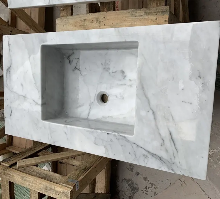 Wholesale price stone white marble kitchen sink modern