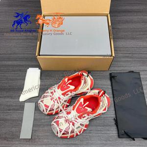 Men Women Red <b>White</b> Chunky Trail Sneakers Breathable Mesh Upper <b>Lace</b> Up Thick Rugged Sole Non Slip Casual Balenciagainges - Product Image 4