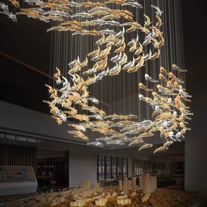 Lustre en verre cristal doré BGST Factory, décoration artistique moderne, <span class=keywords><strong>grand</strong></span> luminaire suspendu pour installation au plafond, salon, hôtel - Product Image 3