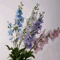 Centre de table de mariage Delphinium Ajacis - Fleur artificielle réaliste en latex bleu et blanc pour la décoration intérieure