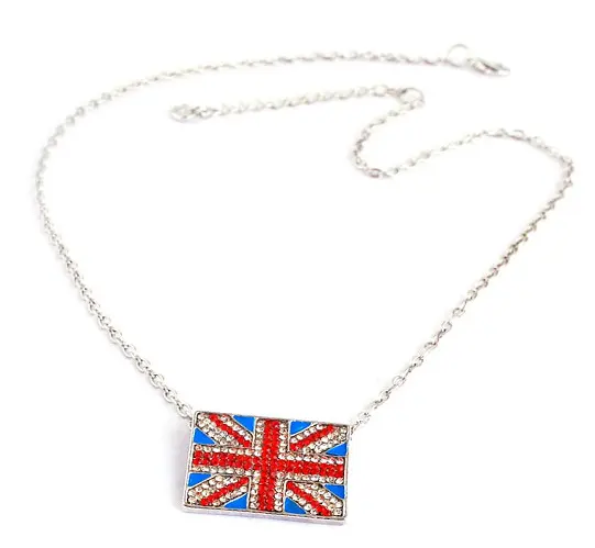 Benutzer definierte schöne Strass England UK Flagge Halskette Schmuck